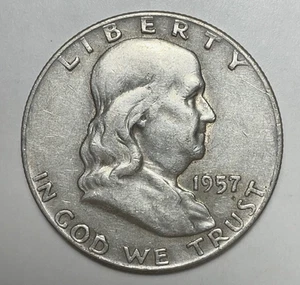 1957-D 50C Franklin Half Dollar 90% Silver - Bild 1 von 4