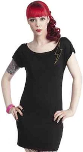 77634 schwarz Blitz Tunika Kleid Shirt Top Sourpuss Thunder süß SMALL S - Bild 1 von 3