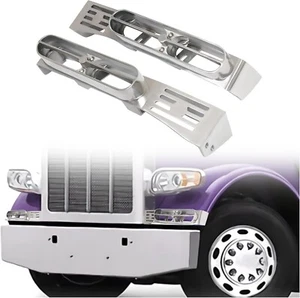 Fits Peterbilt 389 388 Silver Front Fender Light Bracket Double JJ Blinker Bar - Foto 1 di 18