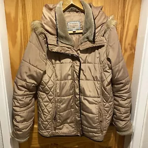 Regatta Women's Coat UK 16 Gold Bronze Faux Fur Hood Warm Winter Cb11 - Picture 1 of 9