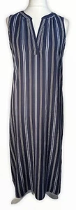 Gap Navy Blue Striped Long Maxi Dress Size L Summer Casual Holiday - Picture 1 of 6