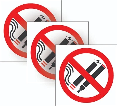 PRINTSUPERSTAR 3 Pack NO SMOKING VAPING SAFETY Warning Sign STICKERS for cars, offices, home