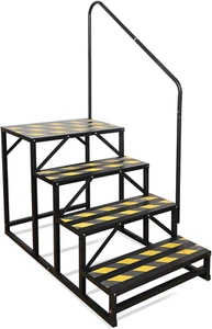 Portable 4-Step RV Stairs with Handrail, Non-Slip Spa Steps for Trailer, Camper - Picture 1 of 7