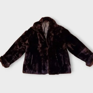 Vintage Mouton Lamb Fur Shearling Jacket Womens Large Dark Brown Coat Gorgeous - Picture 1 of 12