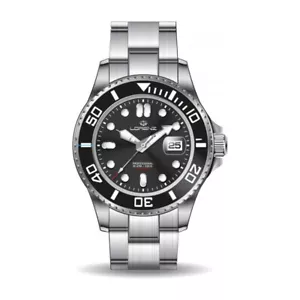 Orologio Automatico Uomo LORENZ 26168AA Bracciale Acciaio Nero Sub 100mt - Foto 1 di 1