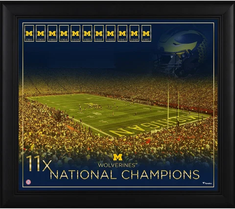 Michigan Wolverines Framed 15x17 Football Champship Count Collage Cover