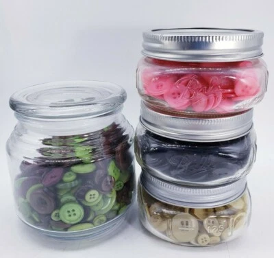 Buttons Large Lot with Jars Blk, Pink Crafts Sewing Scrapbooking Card Making  - Image 1 of 4