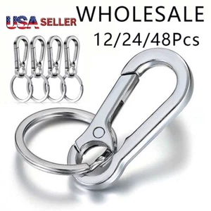 12/24/48 X Schlüsselanhänger Schlüsselring Karabiner Clip Schlüsselring Kette Anhänger Halter Silber Metall - Bild 1 von 17