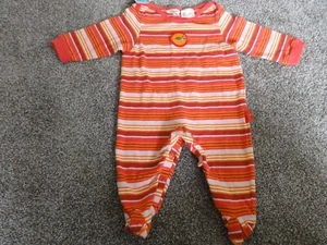 NEW OILILY INFANT ORANGE STRIPED FOOTED PAJAMAS SLEEPWARE SIZE 62 - Picture 1 of 10