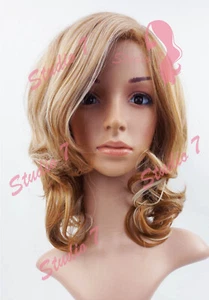 W16 Caramel Blonde Mix Full Ladies Wig Medium Length Wavy - studio7-uk - Imagen 1 de 4