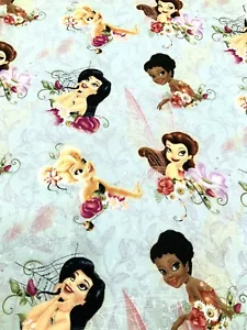 Disney Princess TINKER BELL and Fairies Pastel cotton fabric 25" wide by 40" - Picture 1 of 6