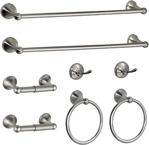 8 Pieces Bathroom Hardware Set Brushed Nickel Adjustable Expandable Towel Bars T - Picture 1 of 12