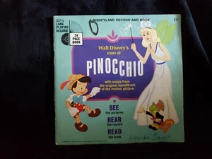 WALT DISNEY Story of Pinocchio from Soundtrack Story Book & 7" RECORD  - Picture 1 of 3