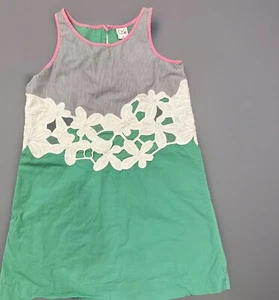 DVF Gap Kids Girls Shift Dress L(10) Green White Pink Preppy Spring Summer - Picture 1 of 11