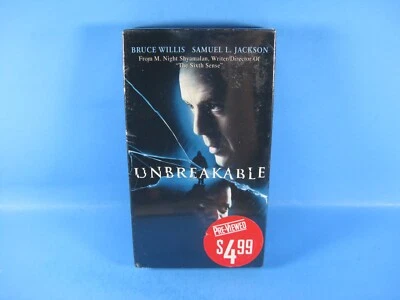 Unbreakable VHS (TAPE) 2001 Bruce Willis Samuel L. Jackson Ex Blockbuster - Image 1 of 4