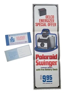 Vintage Promo Werbung Delco Akku Poster Polaroid Sentinel Kamera Gutschein - Bild 1 von 13