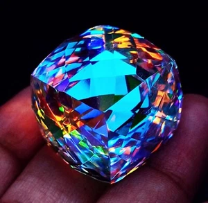 Mystic Quartz Cube Certified 81.25 Ct Loose Gemstone With Free Gift - Picture 1 of 8
