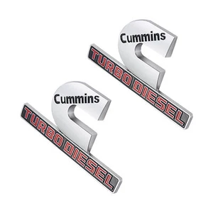 2X Cummins Turbo Diesel For 2500 3500 4500 Emblems Badge Nameplate Gloss Silver - Picture 1 of 6