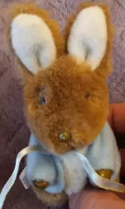 Vintage Eden Miniature Plush Brown & White w Light Blue Coat Peter Rabbit 1989 - Picture 1 of 6