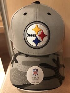Pittsburgh Steelers NFL Gray Camouflage Baseball Hat, New With Tags