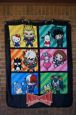 BLANKET My Hero Academia x Hello Kitty & Friends Throw Black Bed Room Decor - Image 1 of 4
