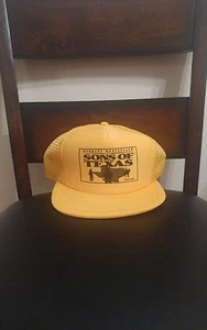 Rare Vintage Mesh Sons of Texas Tom Early Hat Cap Trucker Yellow Fishing Hunting - Picture 1 of 6
