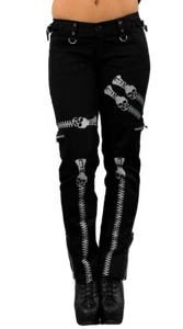 Pantalón Jean Negro Calavera Cremallera de Dead Threads Gótico Bondage Estilo Carga Motociclista Emo - Imagen 1 de 10