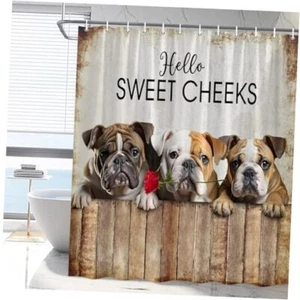 Funny Dog Shower Curtain Valentine's 70"W x 70"L (Pack of 1) Brown Black Red - Picture 1 of 8