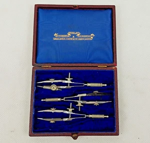 Antique Stanley Drafting Drawing Instruments Set in Case Compass Dividers - Picture 1 of 4
