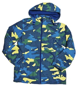 Adidas Boys' Hooded Suede Coat Vintage Multicolor Camouflage Youth Size 164 - Picture 1 of 7