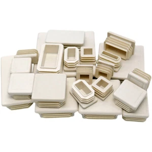 Rectangle Square White Plastic Blanking End Cap Caps Tube Pipe Inserts Plug Bung - Picture 1 of 26