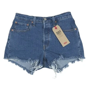 Levis 501 Denim Cutoff Shorts Damen 31 Cowgirl Hippie Strand Raw Hem Festival - Bild 1 von 12