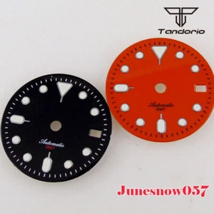 Sterile Black/Orange Watch Dial Luminous 29MM Men Modify Parts Fit NH34A GMT - Picture 1 of 11