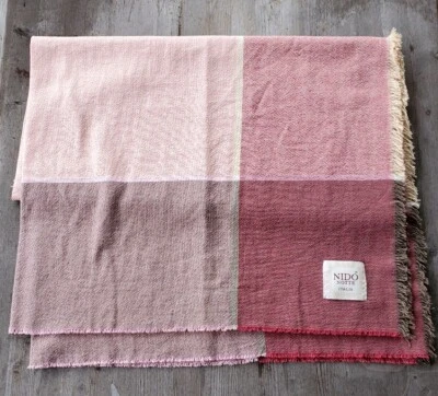 Nido Notte Italy Cotton Blend Throw - Pink Color Block - Made in Italy - NEW - Image 1 of 3
