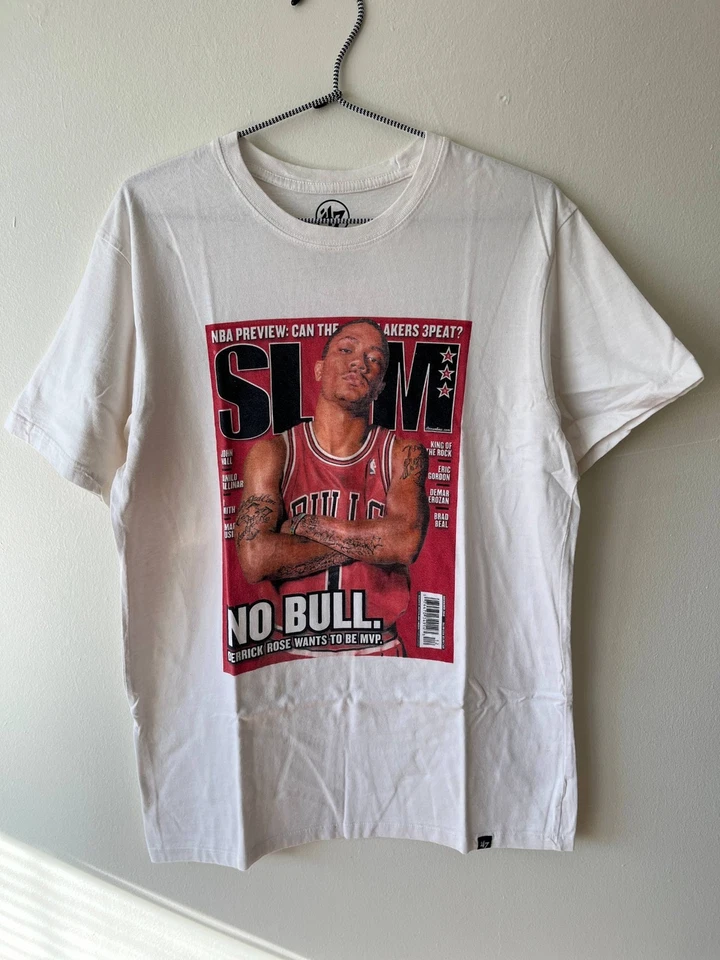 Chicago Bulls Derrick Rose TShirt Mens Slam Basketball Magazine Cover White sz M - Image 1 of 4