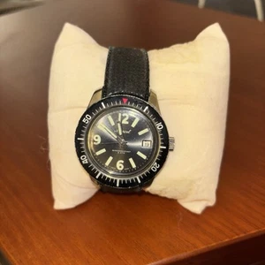 Orologio meccanico uomo MARCEL vintage anni 70 con data quadrante nero cinturino pelle - Foto 1 di 12