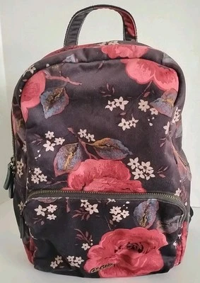Original Cath Kidston London Backpack Bag Jacquard Rose Velvet Print Padded Mini - Image 1 of 4