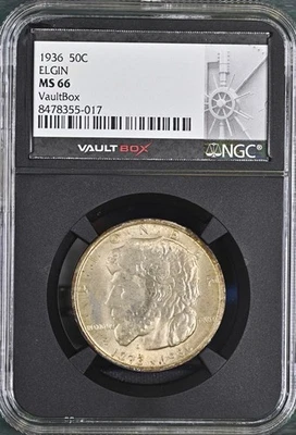1936 Elgin Commemorative Silver Half Dollar 50C NGC MS66 SHARP COIN! BX10-15 - Image 1 of 2