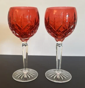 Waterford Lismore Red Balloon 7-7/8” Goblets, Set of 2 - Picture 1 of 10