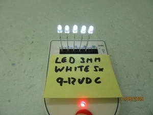 LED 3mm - Weiß 9 - 12VDC!!!!!! KEIN WIDERSTAND NÖTIG!!!!!! (5er Set) - Bild 1 von 2