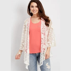 NUEVO Kimono Maurices Blanco Crochet Manga Encaje Mujer Talla S/M - Imagen 1 de 20