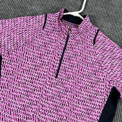 Camisa Polo Cola Mujer Mediana Púrpura Geométrica Manga Corta 1/4 Cremallera Cuello Simulado Foto 1 de 4