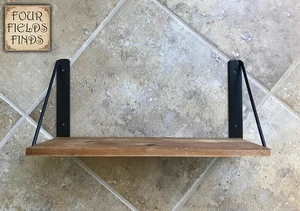 Schweberegal Wandregal rustikal Holzregal und schwarze Metallträgerwinkel - Bild 1 von 11