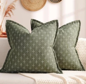 Pillow Covers 20x20 Set of 2 Soft Polyester Textured Pillow Covers NEW Green - Picture 1 of 4