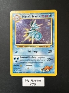 Prerelease Misty's Seadra 9/132 Gym Heroes Holo Rare Pokemon Card - A13 - Imagen 1 de 10