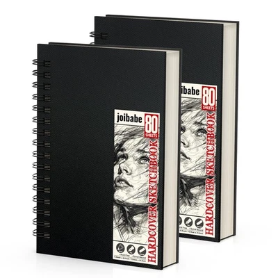 5.5 x 8.5 Sketch Book ，2 Pack 80-Sheets 68lb/100gsm，Double-Sided Hardbound - Image 1 of 4