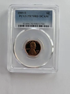 PR70 RD DCAM RD 1989 S MINT LINCOLN PENNY/CENT GRADED PCGS 1C CLAD COIN - Picture 1 of 8
