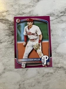 2025 Bowman Aidan Miller #BP-54 Fuchsia /299 Philadelphia Phillies - Imagen 1 de 2