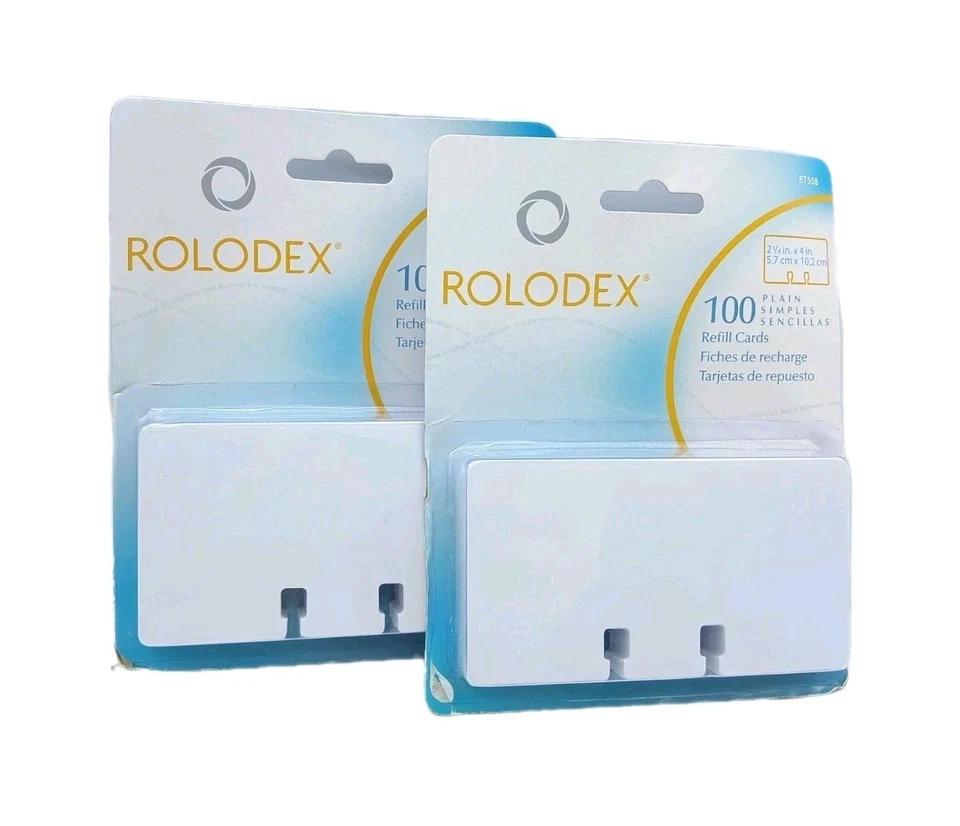 Rolodex Plain Unruled Refill Card 2 1/4 White 100 Cards/Pack 67558