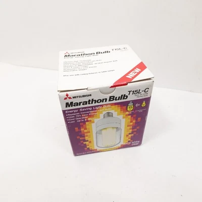 Mitsubishi Marathon Bulb T15L-C 15W Energy Saving CFL Lamp Warm White NEW - Image 1 of 3